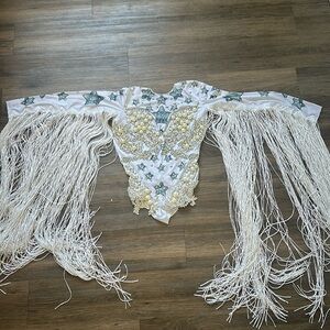 Blue Pearl Star Leotard Fringe Festival Outfit ⭐️💙